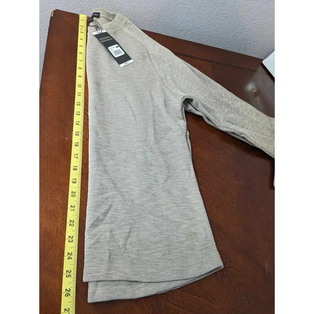 Banana Republic Double Knit Shirt S Beige Crewneck Long Sleeves Layering…‎